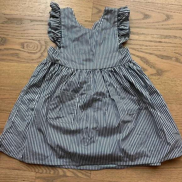 Minnow | Dresses | Minnow Swim Navy Blue And White Strip Pinafore Dress 2t  | Poshmark